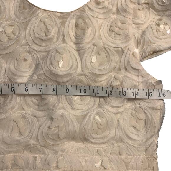 Lulu's Dress NWT Sz Small Worth The Wait Iridescent Cream Sequined Tier Ruffled - Picture 8 of 9